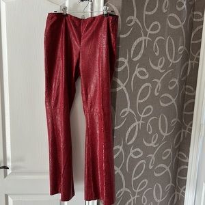 DKNY NEW, faux snakeskin dress pants, size 13 Jr unlined wine, side zipper